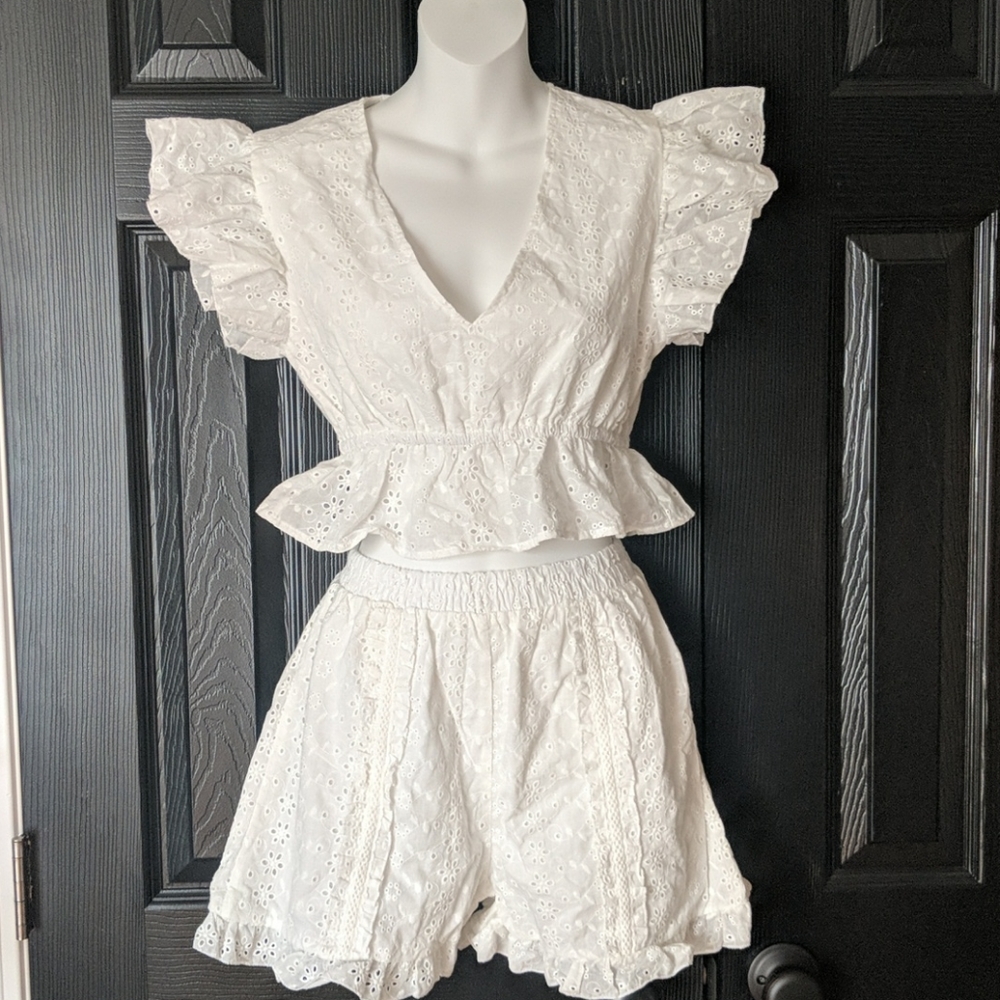 Eyelet Crop top & Shorts Set